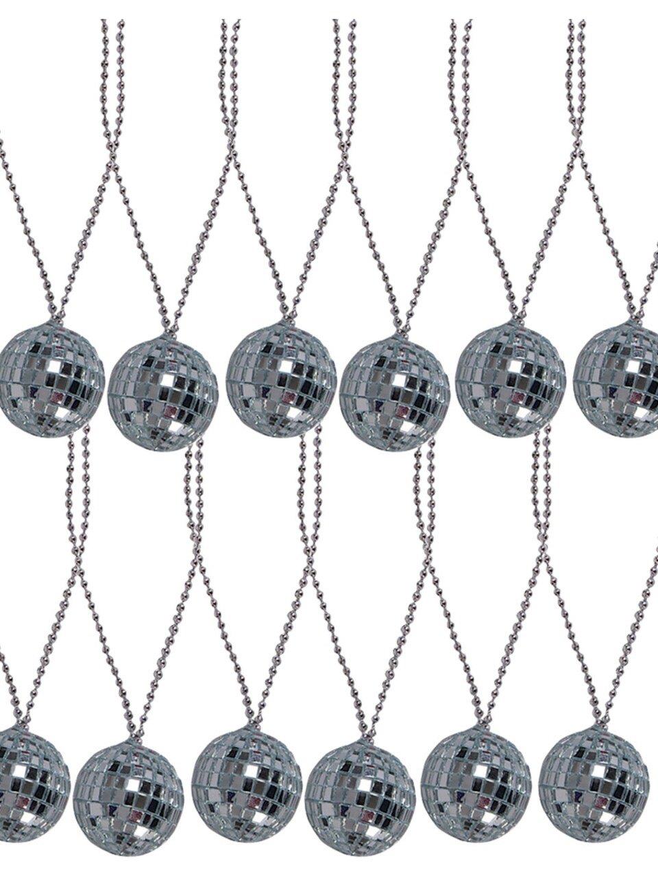 Lot 12 Silver 70s Bling Disco Ball Chain Necklace Costume Accessory